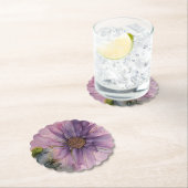 ピンクと紫のアルコールインクフラワー ペーパーコースター (インサイチュ)