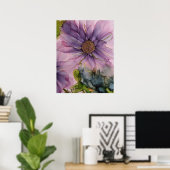 ピンクと紫のアルコールインクフラワー ポスター (ホームオフィス)