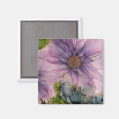 ピンクと紫のアルコールインクフラワー マグネット (正面/裏面)