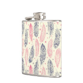 ピンクと紫のエスニックの羽毛模様 フラスク (左)