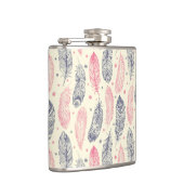 ピンクと紫のエスニックの羽毛模様 フラスク (右)