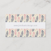 ピンクと紫のエスニックの羽毛模様 名刺 (裏面)