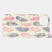 ピンクと紫のエスニックの羽毛模様 Case-Mate iPhoneケース (裏面 (横))