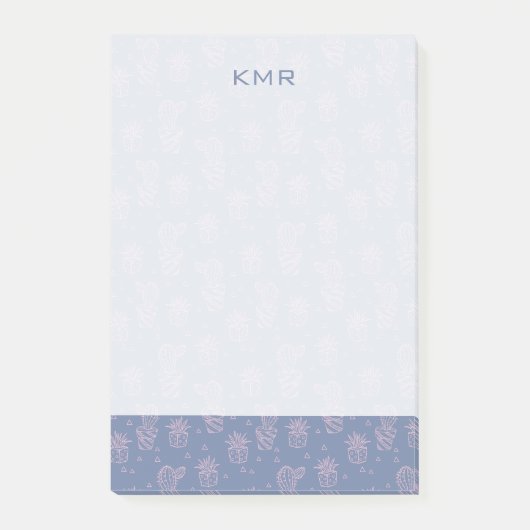 ピンクと紫のカクタス模様 ポストイット (正面)