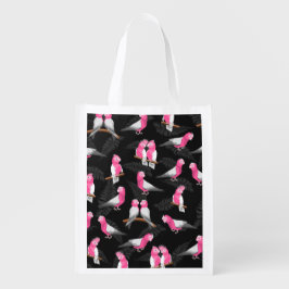 ピンクと紫のガラのオウム模様 エコバッグ