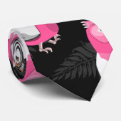 ピンクと紫のガラのオウム模様 ネクタイ (ロール)