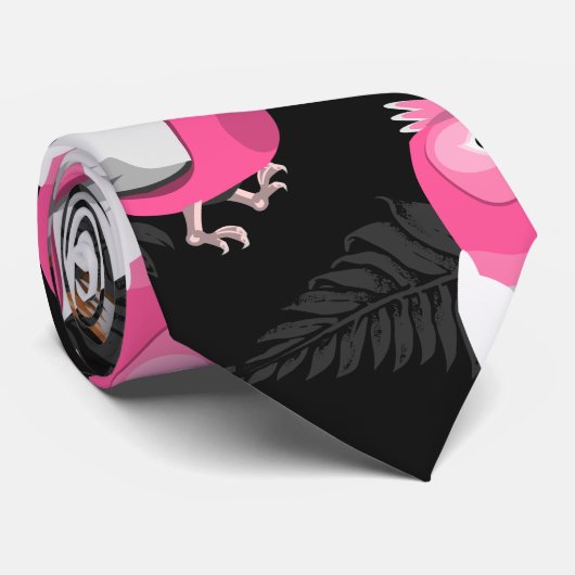 ピンクと紫のガラのオウム模様 ネクタイ (ロール)