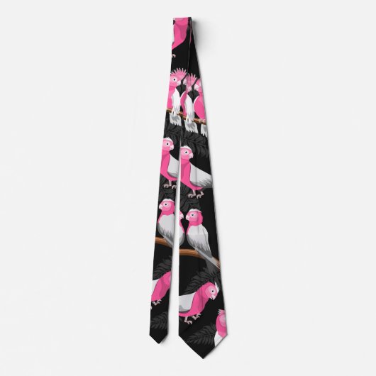 ピンクと紫のガラのオウム模様 ネクタイ (裏面)