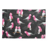 ピンクと紫のガラのオウム模様 枕カバー (裏面)