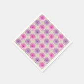 ピンクと紫のガーベラ花柄 スタンダードカクテルナプキン (角)