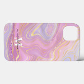 ピンクと紫のクリスタル大理石虹色アゲート Case-Mate iPhoneケース (裏面 (横))