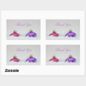 ピンクと紫のクリスマスオーナメント 長方形シール (シート)