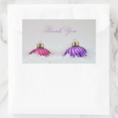 ピンクと紫のクリスマスオーナメント 長方形シール (バッグ)