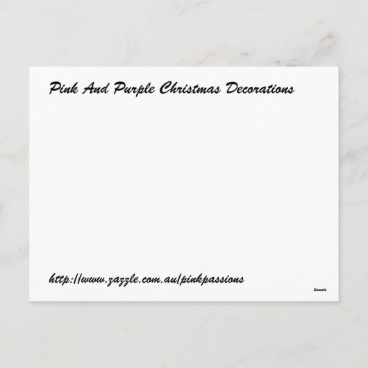 ピンクと紫のクリスマスデコレーションアウトドア シーズンポストカード (裏面)