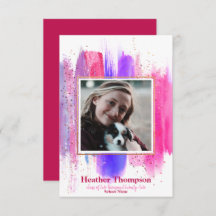 ピンクと紫のグリッター卒業発表