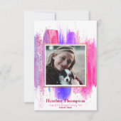 ピンクと紫のグリッター卒業発表 招待状 (正面)