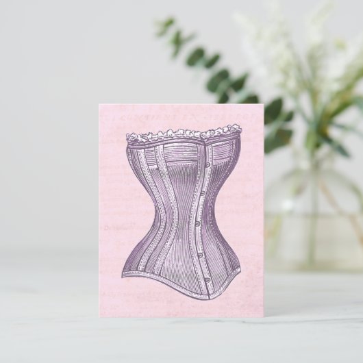 ピンクと紫のコルセビクトリアンットヴィンテージスタイル 招待状 (スタンド正面)