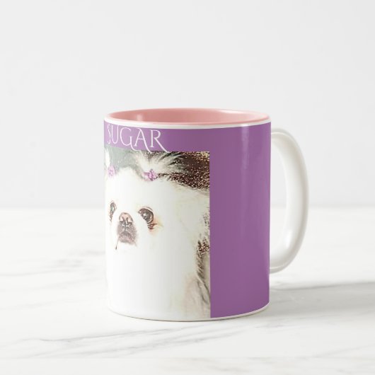 ピンクと紫のコーヒーカップ。 ツートーンマグカップ (正面右)