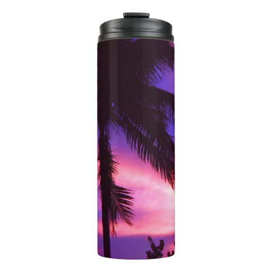 ピンクと紫のサンセットパームツリー タンブラー (正面)