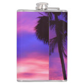 ピンクと紫のサンセットパームツリー フラスク (裏面)