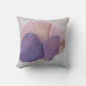 ピンクと紫のシーガラス – 枕 (正面)