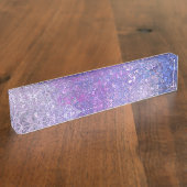 ピンクと紫のシークインきらきら光る デスクネームプレート (側面)