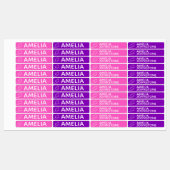 ピンクと紫のスウィッシュハート名前をカスタムする ラベル (シート)