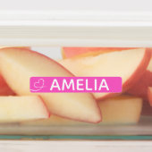 ピンクと紫のスウィッシュハート名前をカスタムする ラベル (貼付)