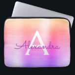 ピンクと紫のステンレススチールモノグラム ラップトップスリーブ<br><div class="desc">ピンクとパープルパステルグラデーションスフェイクレス鋼モノグラムエレガントスリーブ。このスリーブはカスタマイズお客様のイニシャルと名を含むことができる。</div>