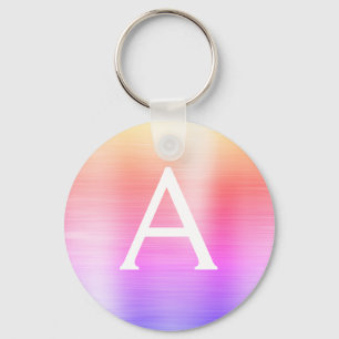 ピンクと紫のステンレフェイクス鋼モノグラム キーホルダー