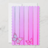 ピンクと紫のストライプ招待状とバターフライ 招待状 (裏面)