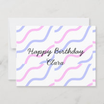 ピンクと紫のストライプ ハッピーバースデー 名前を追加