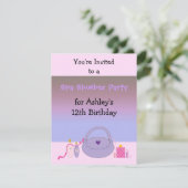 ピンクと紫のスパ誕生日パーティーへの招待 招待状 (スタンド正面)