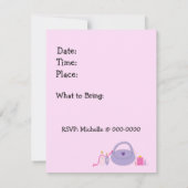 ピンクと紫のスパ誕生日パーティーへの招待 招待状 (裏面)