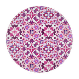 ピンクと紫のスペインのタイル カッティングボード