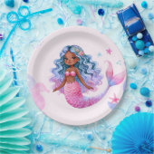 ピンクと紫のダークスキンの人魚 ペーパープレート (パーティー)