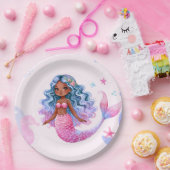 ピンクと紫のダークスキンの人魚 ペーパープレート (パーティー)