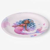 ピンクと紫のダークスキンの人魚 ペーパープレート (アングル)