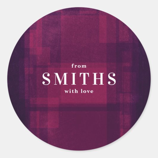 ピンクと紫のチョーククリスマスホリデーシール ラウンドシール (正面)