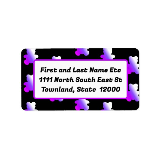 ピンクと紫のテディベアのグラデーション ラベル (正面)