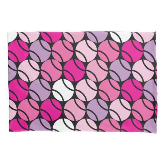 🎾ピンクと紫のテニスボール 枕カバー (正面)