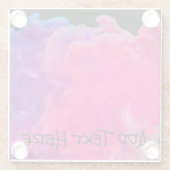 ピンクと紫のデジタルスモーク ガラスコースター (裏面)