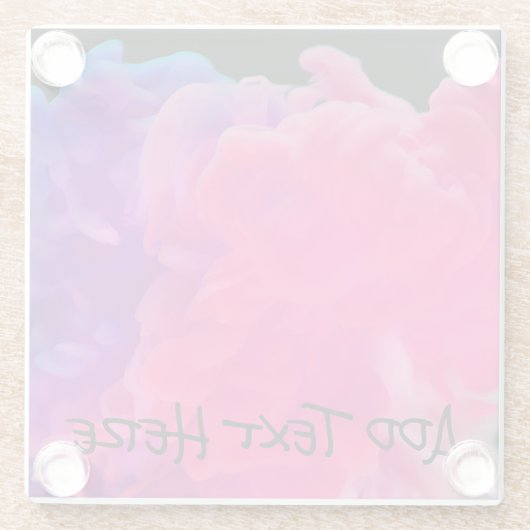 ピンクと紫のデジタルスモーク ガラスコースター (裏面)