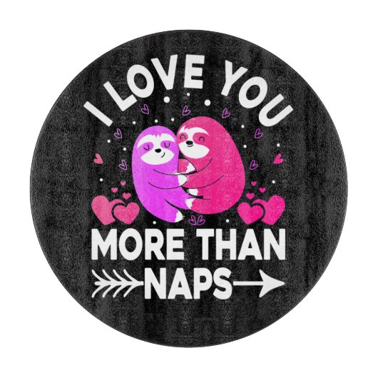 ピンクと紫のナマケモノより昼寝が好き カッティングボード (正面)