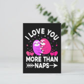 ピンクと紫のナマケモノより昼寝が好き ポストカード (スタンド正面)