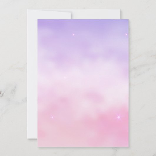 ピンクと紫のネオンピザとパジャマ誕生日 招待状 (裏面)