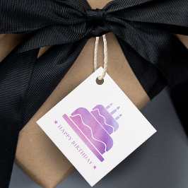 ピンクと紫のハッピーバースデーケーキから フェイバータグ