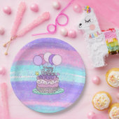 ピンクと紫のハッピーバースデーパーティー ペーパープレート (パーティー)