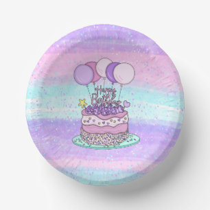 ピンクと紫のハッピーバースデーパーティー ペーパーボウル