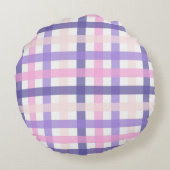 ピンクと紫のハートと格子模様 ラウンドクッション (裏面)